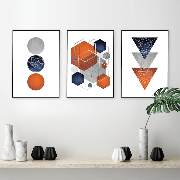 Orange Grey Blue Etsy