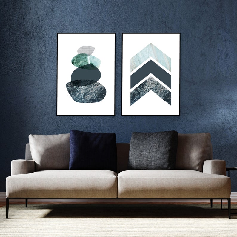 Set of 2 printable posters of balancing stones chevrons Scandinavian downloadable prints Minimalist Scandi wall art Modern bedroom wall art image 7