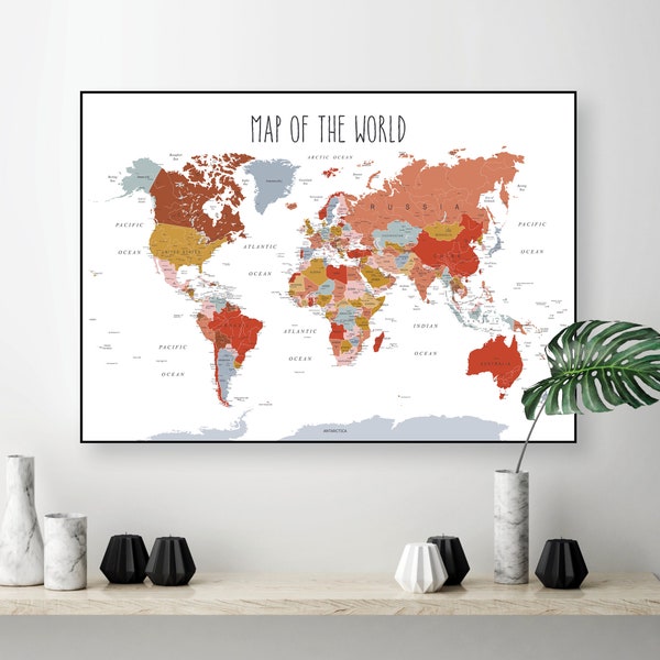 Printable World Map - Etsy