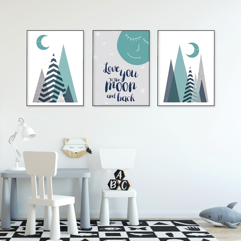 Wall Art Nursery Printables Scandi Mountain Art Nursery Wall Etsy