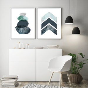 Conjunto de 2 carteles imprimibles de piedras de equilibrio chevrones Impresiones descargables escandinavas Arte de pared minimalista Scandi Arte de pared de dormitorio moderno imagen 10