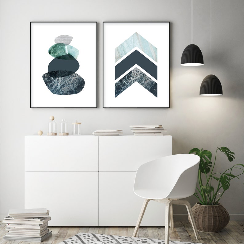 Set of 2 printable posters of balancing stones chevrons Scandinavian downloadable prints Minimalist Scandi wall art Modern bedroom wall art image 10