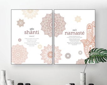 Namaste Shanti Printable Art, Yoga Prints Set (Digital Download)