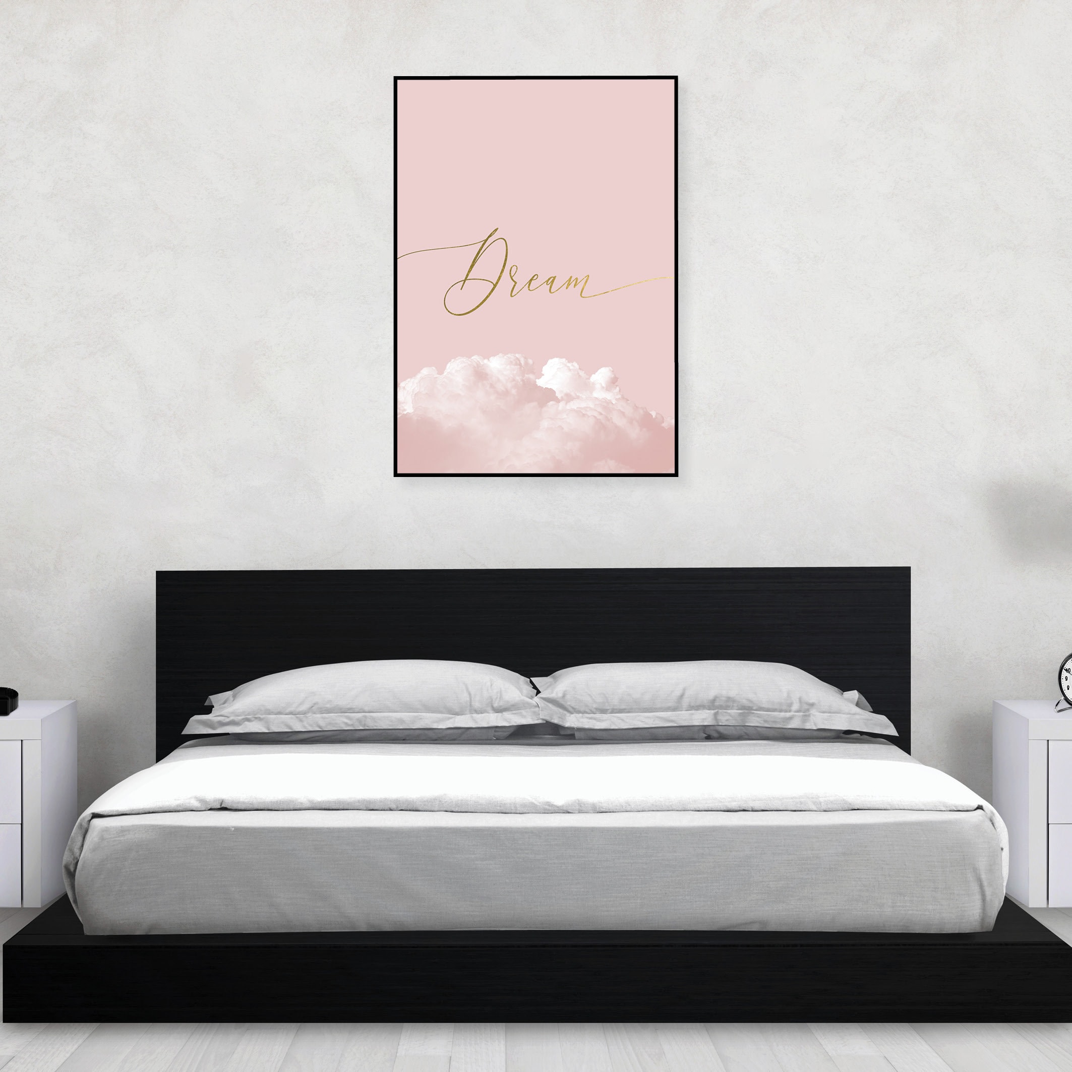 Blush Pink and Gold Bedroom Wall Decor Printable Dream Poster Etsy