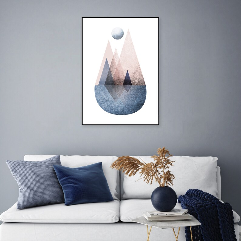 Downloadable Print Pink and Navy Art Navy Blush Wall Art Etsy