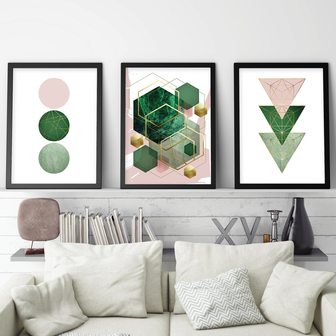 Printable Art Emerald Green Wall Art Trio Set of 3 Pink Etsy Australia
