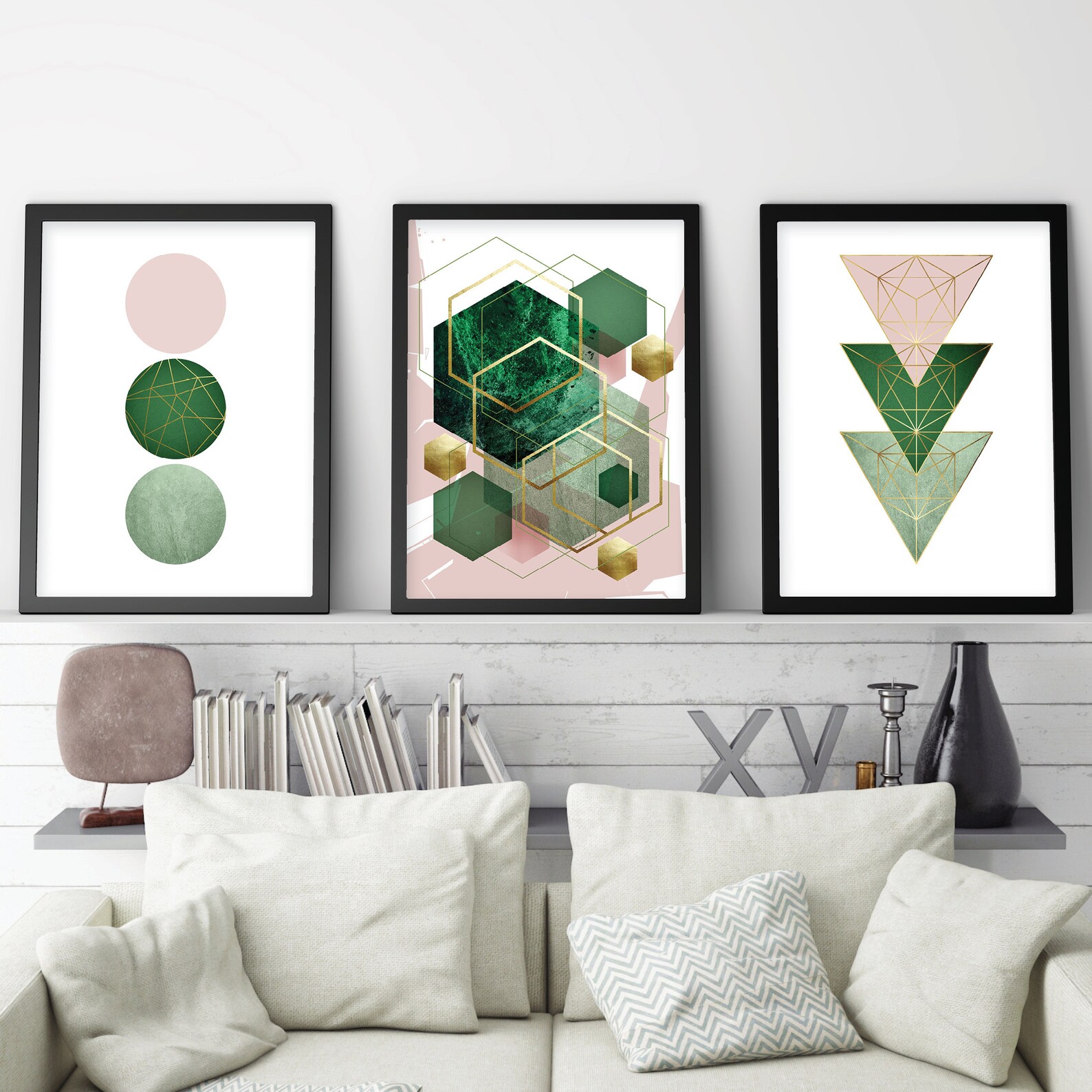Printable Art Emerald Green Wall Art Trio Set of 3 Pink Etsy Australia