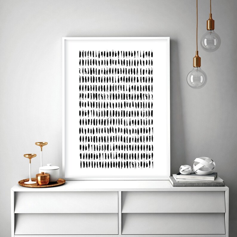 Grande oeuvre d'art murale scandinave, téléchargement numérique, affiche minimaliste moderne scandinave, coups de pinceau, monochrome nordique minimaliste, imprimable image 10