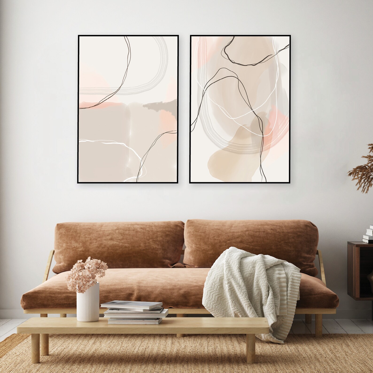 Abstract Printable Art Set of 2 Matching Wall Art Minimalist Etsy UK