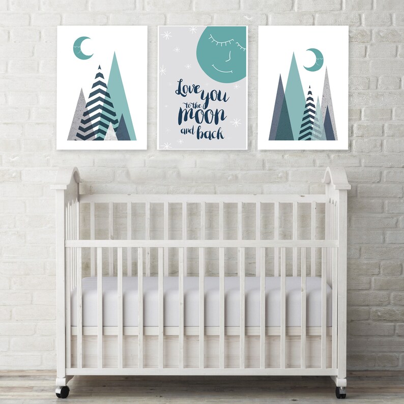 Wall Art Nursery Printables Scandi Mountain Art Nursery Wall Etsy
