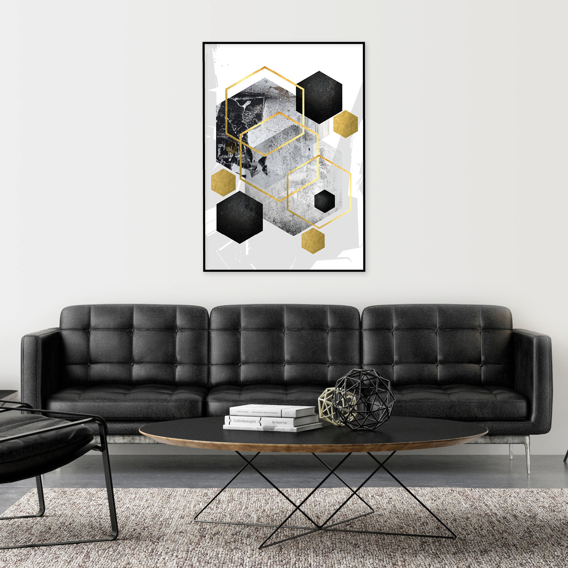 Black White Downloadable Art Geometric - Wall Gold Large Grey Modern Contemporary Poster Geometric Etsy Printable Decor Print Wall Hexagon A1 Art
