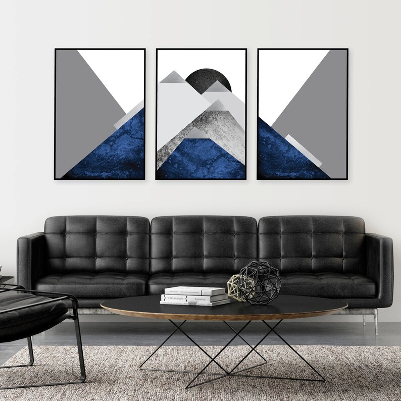 Set of 3 Scandinavian Mountain printable art set Mountains | Etsy