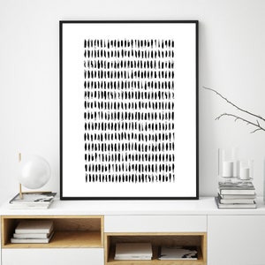 Grande oeuvre d'art murale scandinave, téléchargement numérique, affiche minimaliste moderne scandinave, coups de pinceau, monochrome nordique minimaliste, imprimable image 7