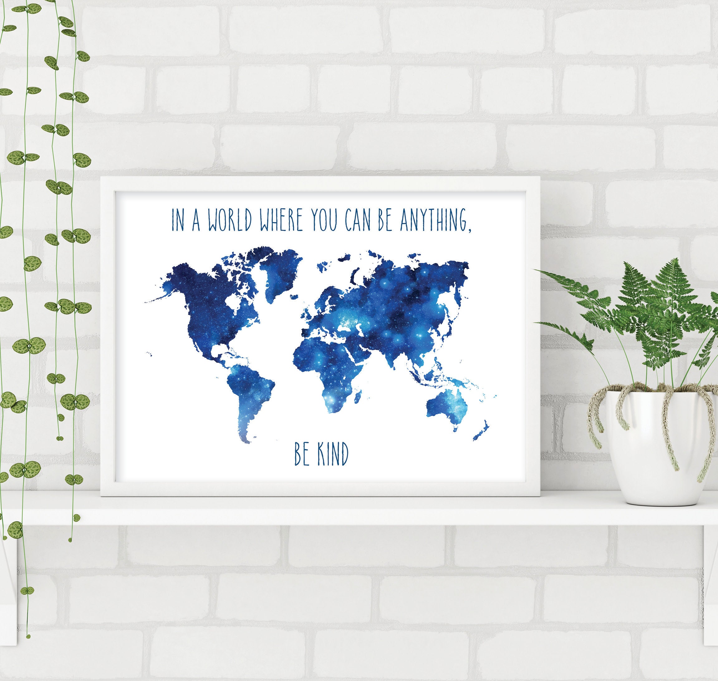 Printable Map Art World Map Blue Navy Blue Map of the World - Etsy ...