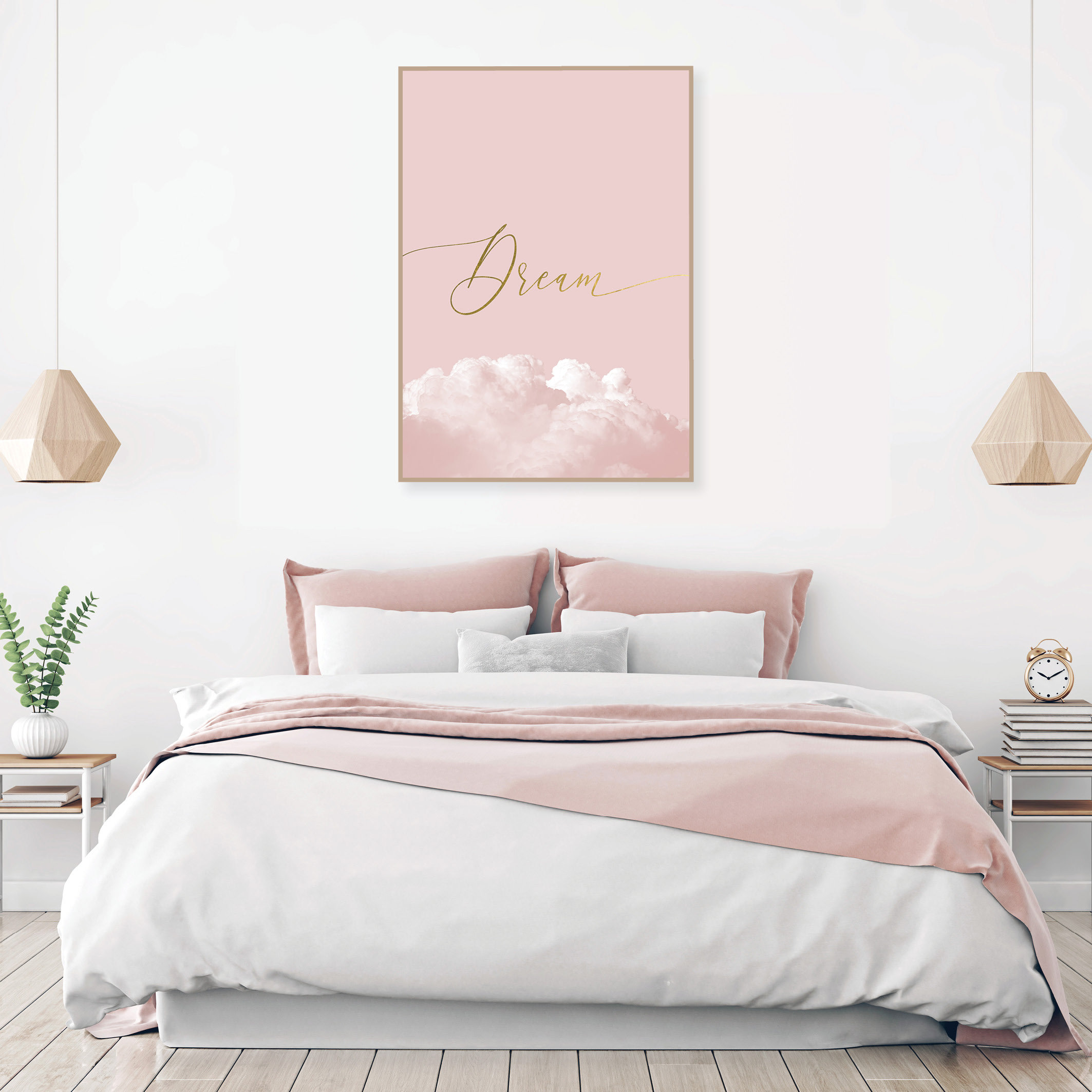 Blush Pink and Gold Bedroom Wall Decor Printable Dream Poster Etsy Australia