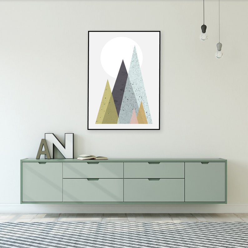 Downloadable Mountain Print, Mountain Printable Art, Mid Century, Scandinavian, Minimalist, Mountains, Modern, Print, Art, Living room art image 5