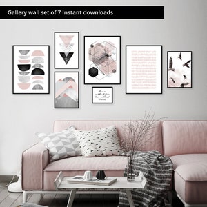Gallery wall printable, Gallery wall download, Gallery wall set, Picture wall, Matching prints, Art Set, pink, blush, Gallery wall decor