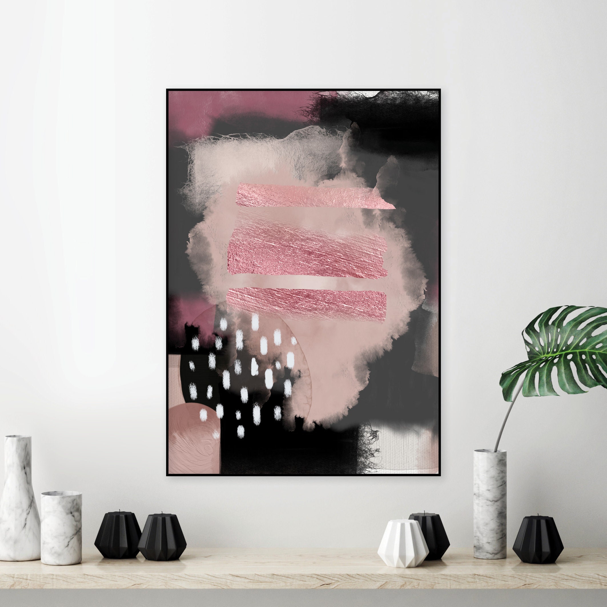 Pink Grey Abstract Blush Grey Printable Wall Art Abstract - Etsy