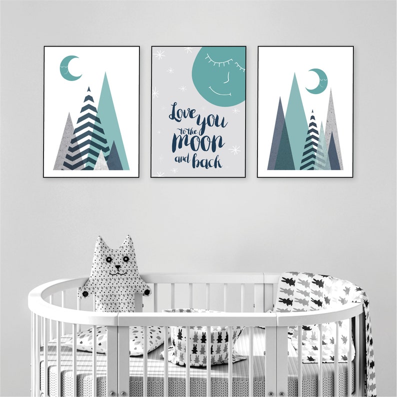 Wall Art Nursery Printables Scandi Mountain Art Nursery Wall Etsy
