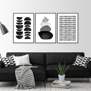 Black and White Printable Art, Set of 3 Minimalist Downloadable Prints ...