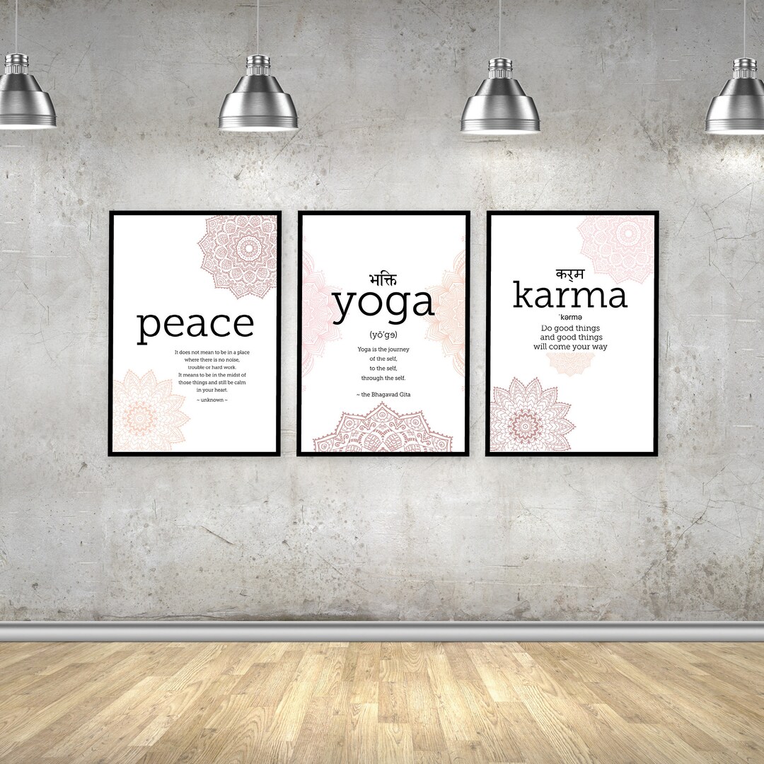 Printable Set of 3 Large Yoga Posters Zen Art for Yoga Studio Peace ...