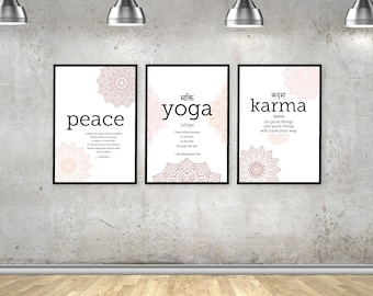 Yoga Studio Poster Set: Zen Art, Karma, Peace (Digital Download)