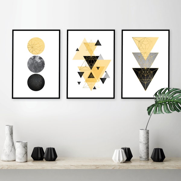 Yellow Gray Wall Art Etsy