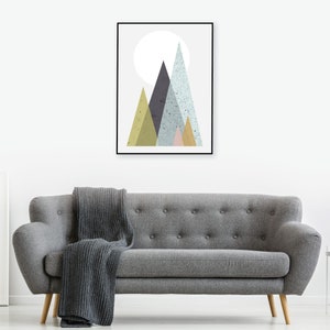 Downloadable Mountain Print, Mountain Printable Art, Mid Century, Scandinavian, Minimalist, Mountains, Modern, Print, Art, Living room art image 8