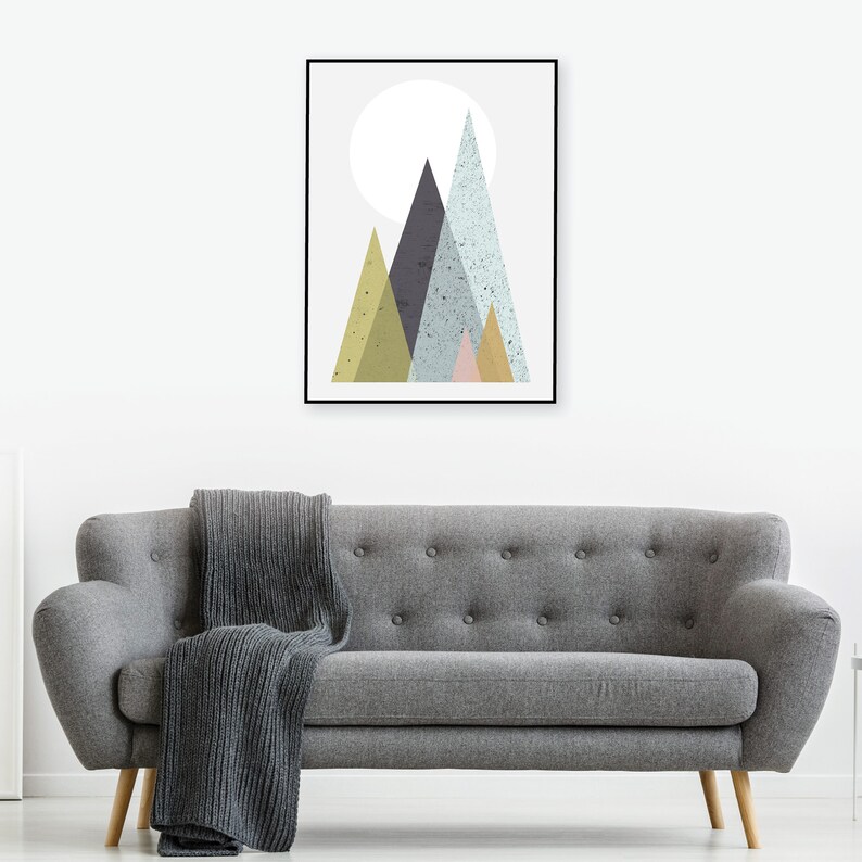 Downloadable Mountain Print, Mountain Printable Art, Mid Century, Scandinavian, Minimalist, Mountains, Modern, Print, Art, Living room art image 8