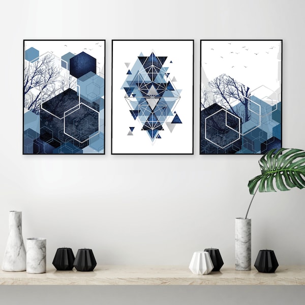 Navy Blue Wall Art Etsy