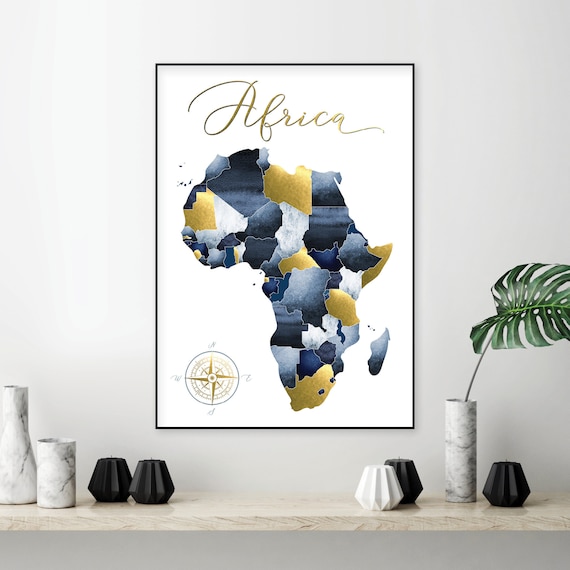 downloadable print of africa map printable wall map africa etsy