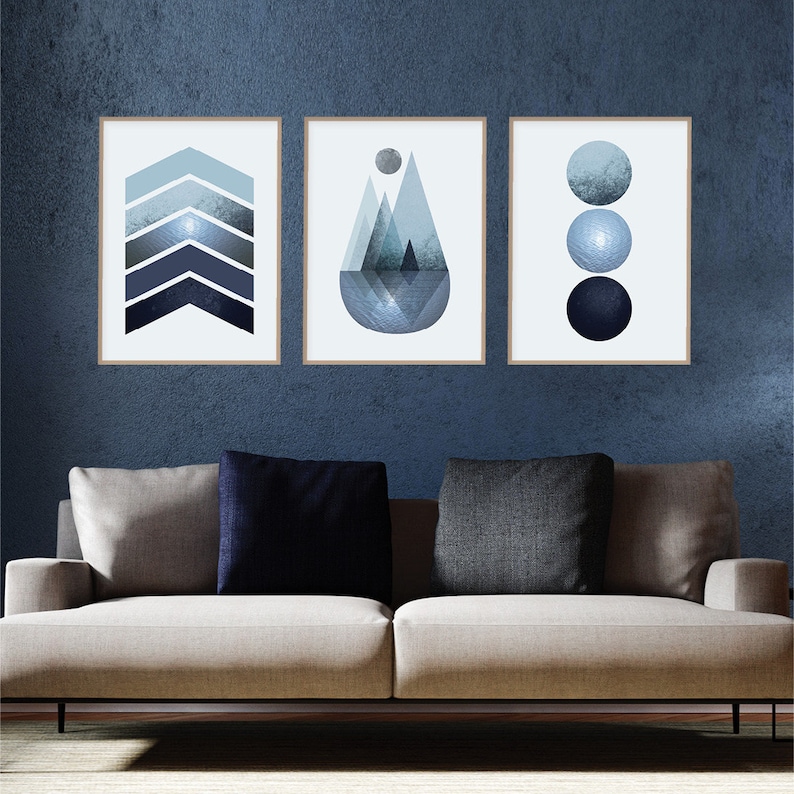 Set of 3 Navy prints Set of 3 Prints Navy Trending Now Art Etsy