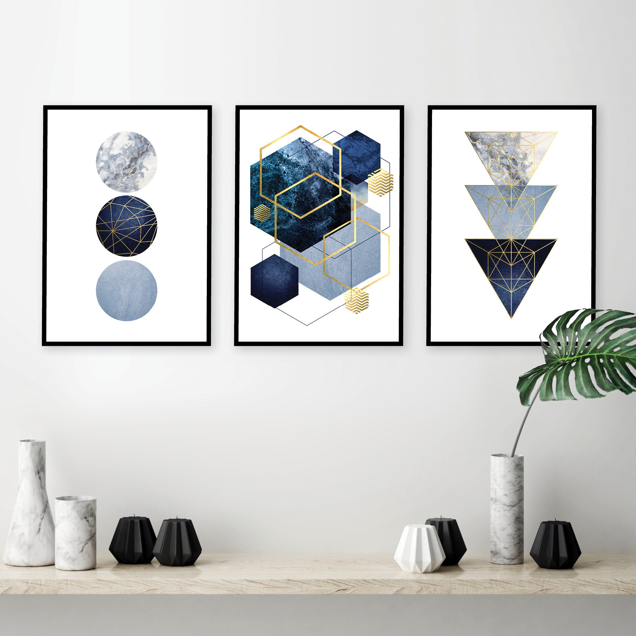 Set of 3 Downloadable Navy Blue Gold Geometric Prints Instant Download  Minimalist Art Printable Posters Digital Download Wall Art Decor A1 - Etsy