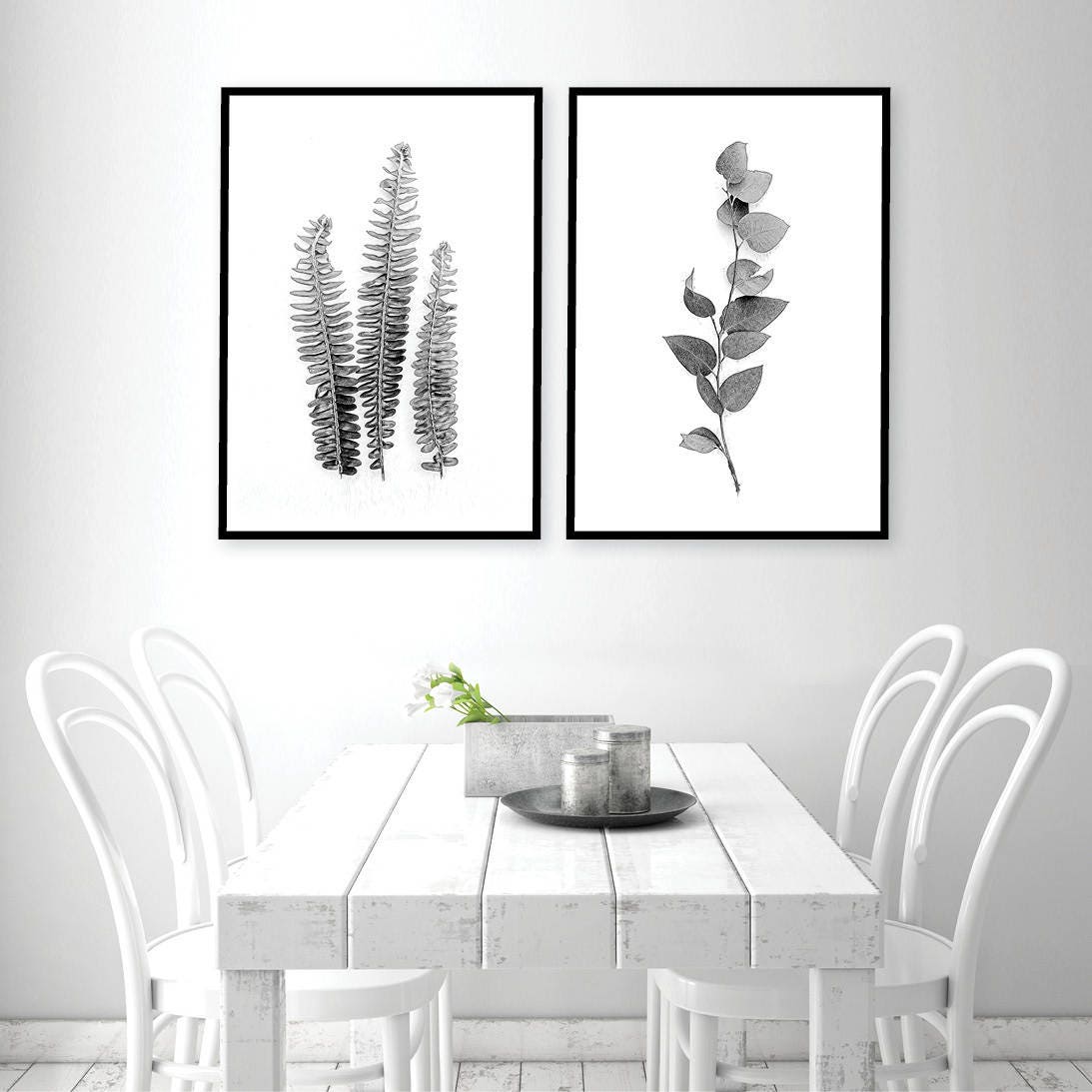 Set of 2 Downloadable Prints Printable Botanical Wall Art Leaves Fern ...