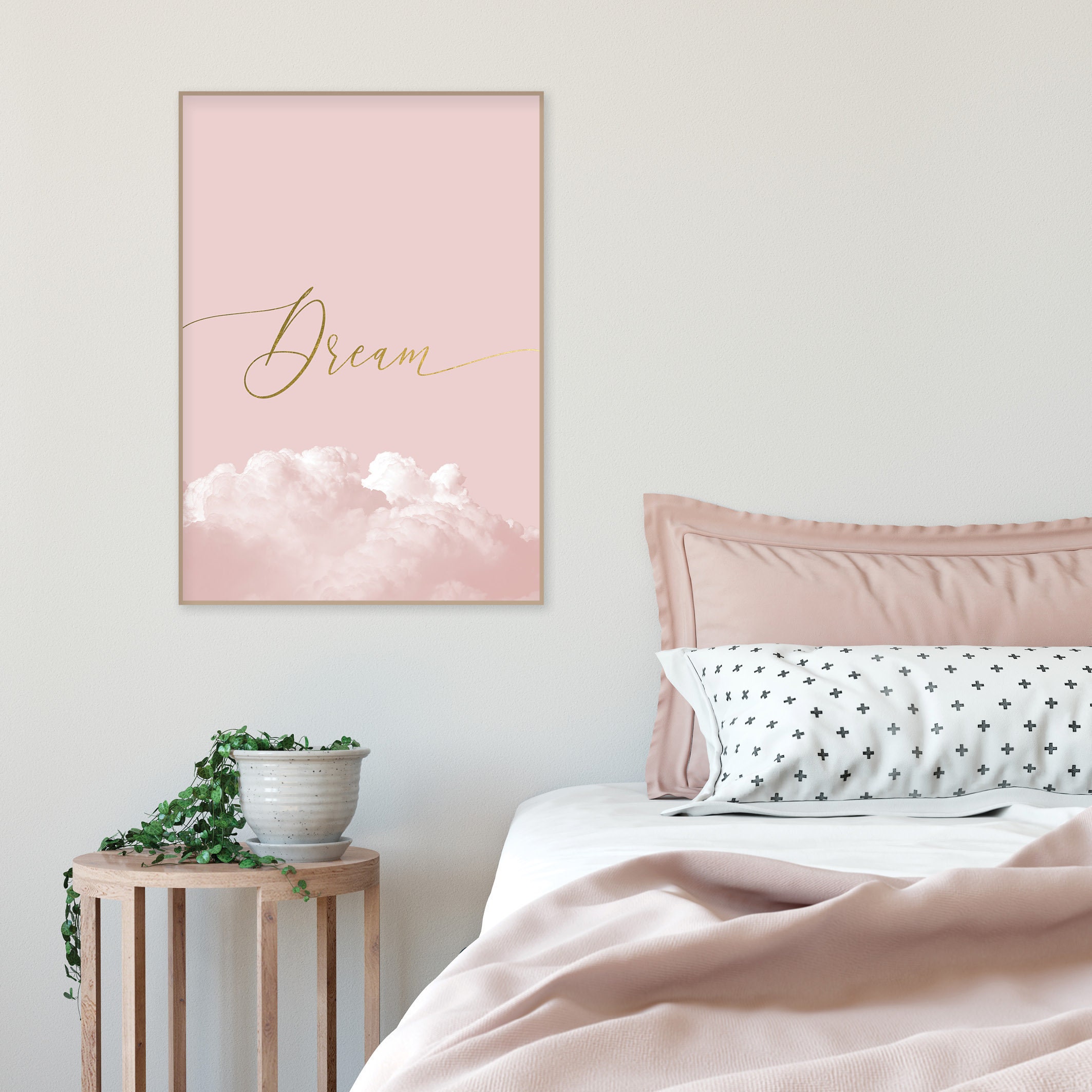 Blush Pink and Gold Bedroom Wall Decor Printable Dream Poster Pink Bedroom Wall  Art Downloadable Scandi Print Dusky Pink Clouds Art Download - Etsy