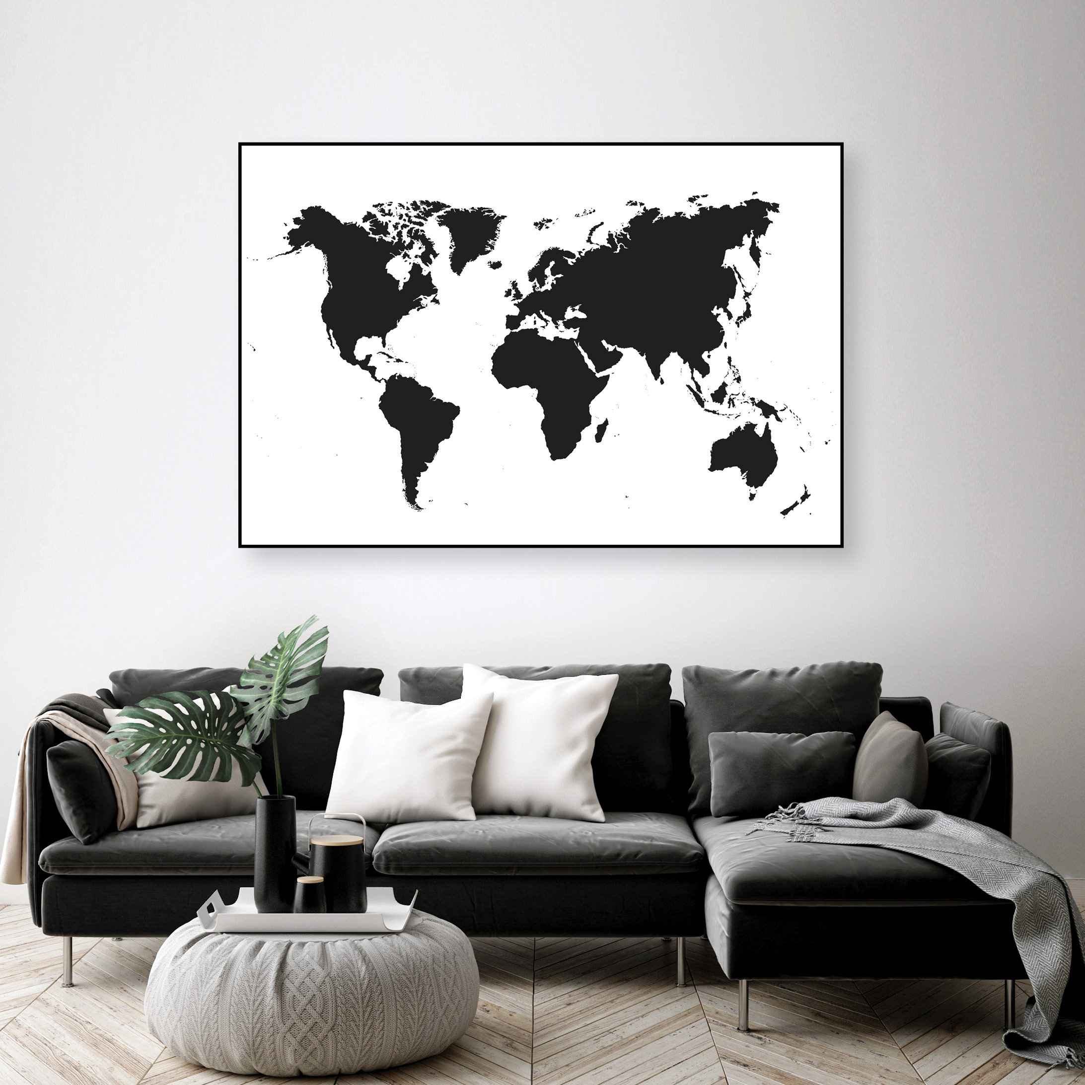 World Map Black And White Printable
