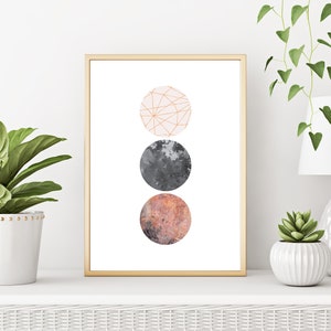 Printable Art, Instant Download, Scandinavian, Minimalist, Geometric, Modern, Print, Blush, Rose Gold, Wall Art, Poster, Art, Pink  and Grey