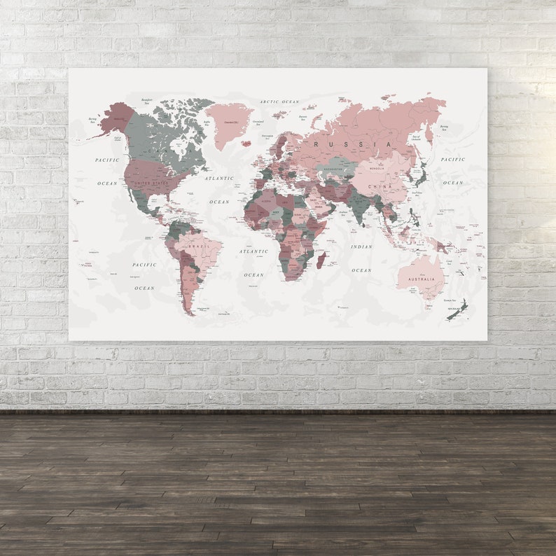 EXTRA GRANDE Descargable rubor rosa cazador verde Mapa del | Etsy