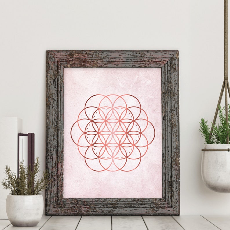 Printable Art Downloadable Print Flower of Life pink rose | Etsy