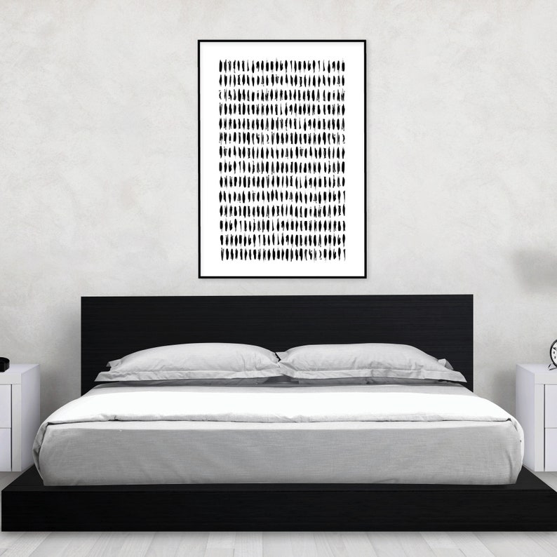 Grande oeuvre d'art murale scandinave, téléchargement numérique, affiche minimaliste moderne scandinave, coups de pinceau, monochrome nordique minimaliste, imprimable image 5