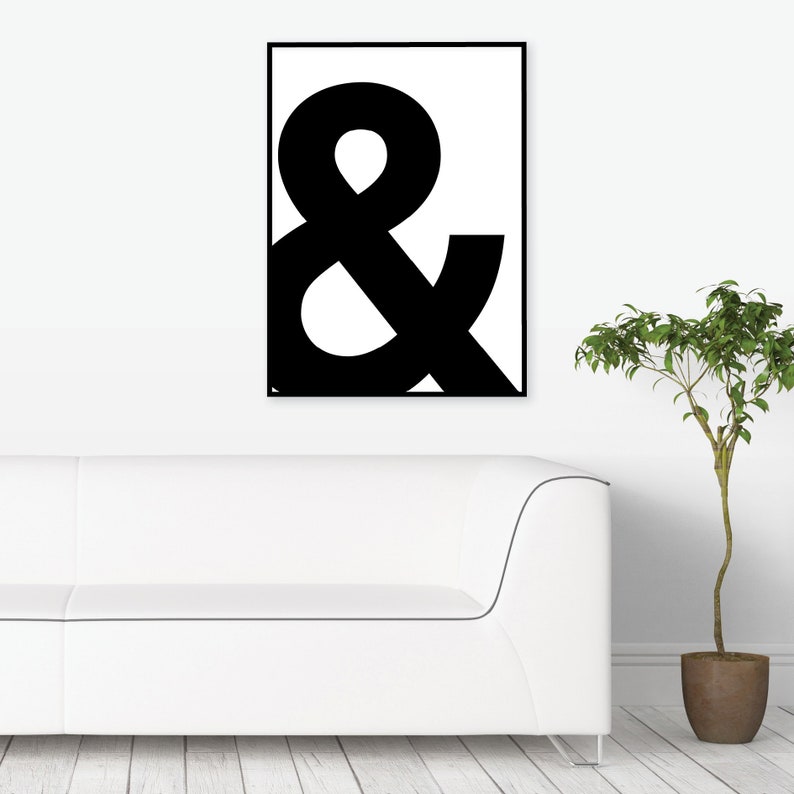 Minimalist Poster Art Printable Art Poster Black and White Scandinavian Print Wall Art Downloadable Typography Ampersand Print