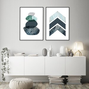 Set of 2 printable posters of balancing stones chevrons Scandinavian downloadable prints Minimalist Scandi wall art Modern bedroom wall art image 8