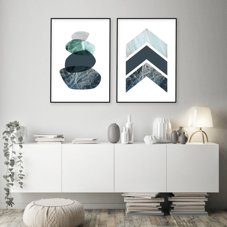 Conjunto de 2 carteles imprimibles de piedras de equilibrio chevrones Impresiones descargables escandinavas Arte de pared minimalista Scandi Arte de pared de dormitorio moderno imagen 8