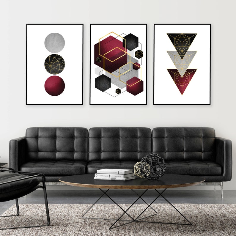 Printable Art Burgundy Wall Art Geometric Maroon Wall Art Etsy