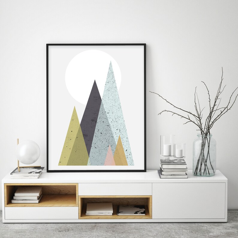 Downloadable Mountain Print, Mountain Printable Art, Mid Century, Scandinavian, Minimalist, Mountains, Modern, Print, Art, Living room art image 9