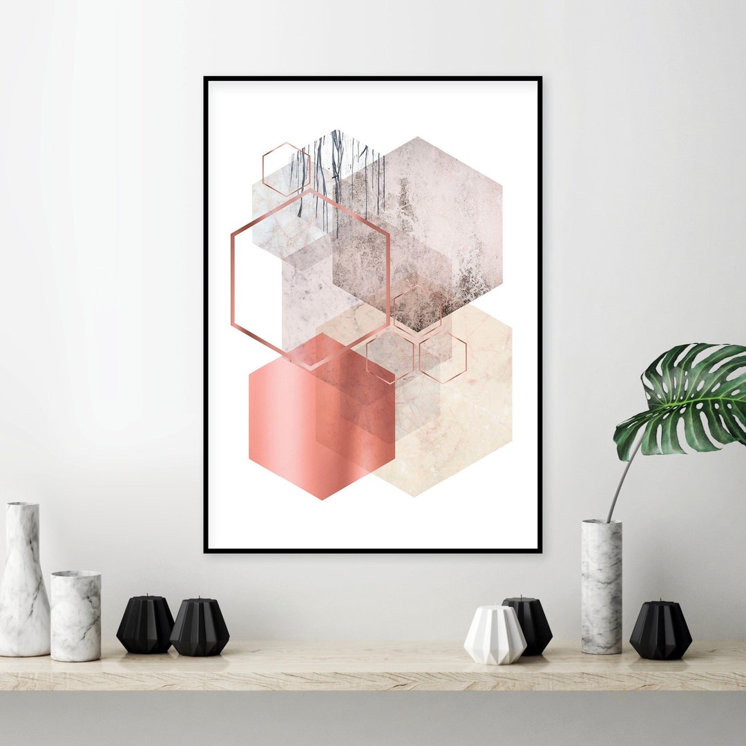 Copper Pink Beige Abstract Geometric Printable Scandinavian - Etsy ...