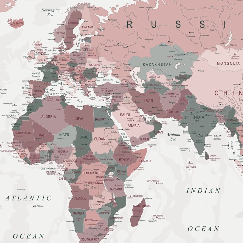 EXTRA GRANDE Descargable rubor rosa cazador verde Mapa del | Etsy