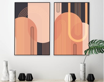 Mid Century Modern Arches Print Set, Elegant Living Room Art (Digital Download)