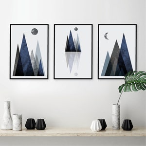 Downloadable, Printable, Mountain Print Set, Scandinavian Print, Nordic Art, Mountains ...
