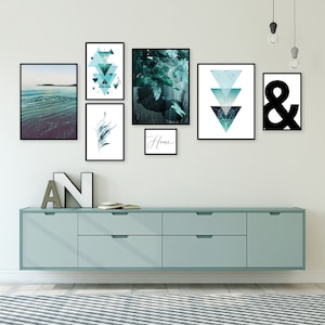 Gallery wall printable, Gallery wall download, Gallery wall set, Picture wall, Matching prints, Art Set, Teal, Turquoise, Gallery wall decor